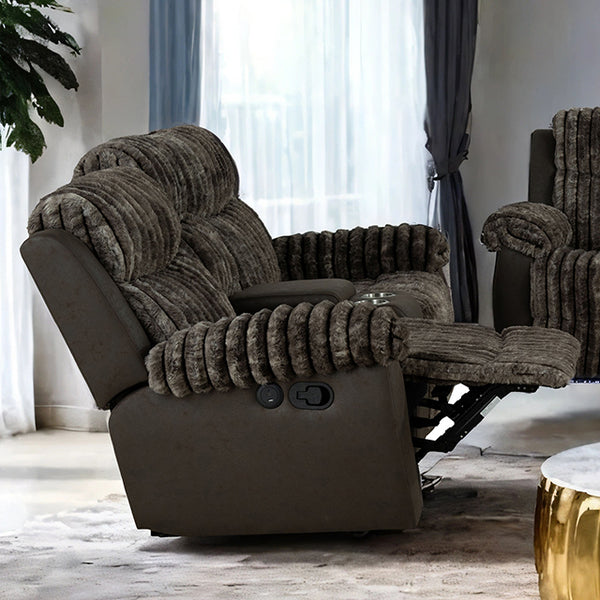 Furniture Of America Dionysus Manual Reclining Loveseat FM64003BR-LV-M Brown Transitional - sofafair.com