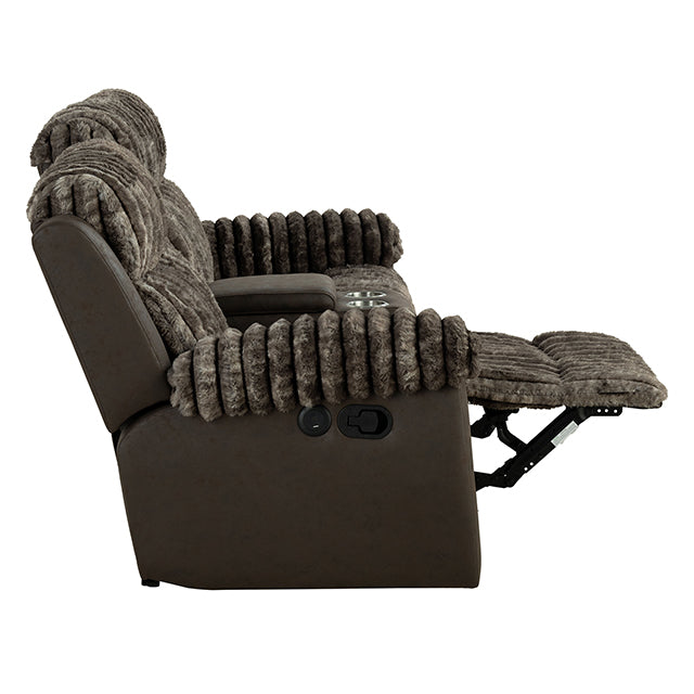 Furniture Of America Dionysus Manual Reclining Loveseat FM64003BR-LV-M Brown Transitional - sofafair.com