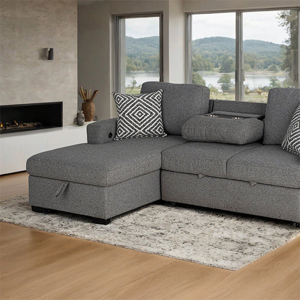 Furniture Of America Chatham Sectional FM64005GY-SECT-L Gray Contemporary - sofafair.com