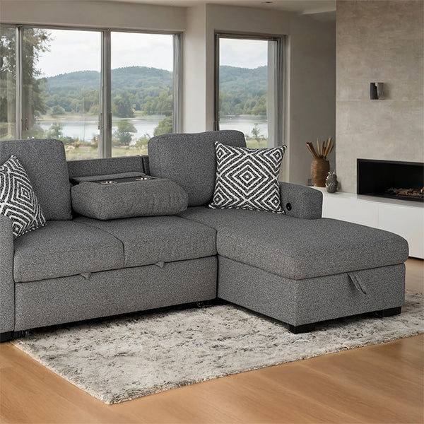 Furniture Of America Chatham Sectional FM64005GY-SECT-R Gray Contemporary - sofafair.com