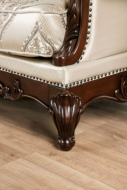 Furniture Of America Veracruz Sofa FM65002BG-SF Beige/Dark Cherry Traditional - sofafair.com