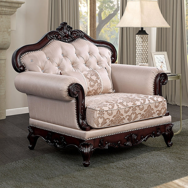 Furniture Of America Veracruz Loveseat FM65002BR-CH Brown/Dark Cherry Traditional - sofafair.com