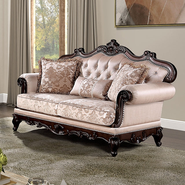 Furniture Of America Veracruz Loveseat FM65002BR-LV Brown/Dark Cherry Traditional - sofafair.com