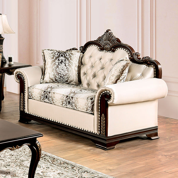 Furniture Of America Yucatan Loveseat FM65004BG-LV Beige Traditional - sofafair.com