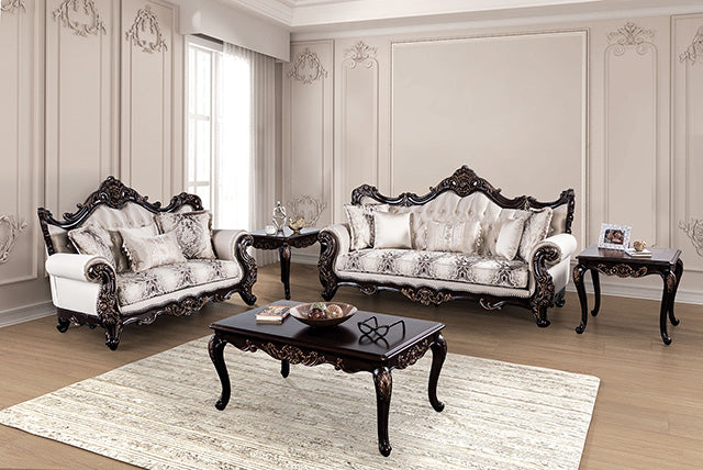 Furniture Of America Palencia Chair FM65005BG-CH Dark Cherry/Beige Traditional - sofafair.com