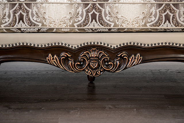 Furniture Of America Palencia Chair FM65005BG-CH Dark Cherry/Beige Traditional - sofafair.com