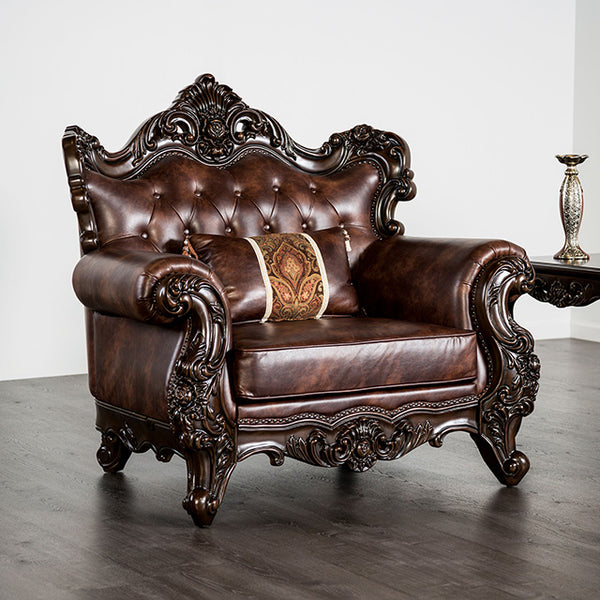 Furniture Of America Palencia Chair FM65005BR-CH Dark Cherry/Brown Traditional - sofafair.com