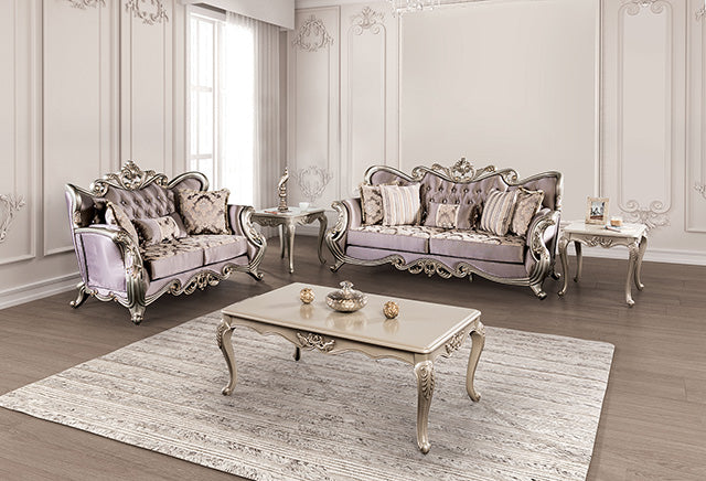 Furniture Of America Albacete Sofa FM65006PR-SF Champagne/Purple Traditional - sofafair.com