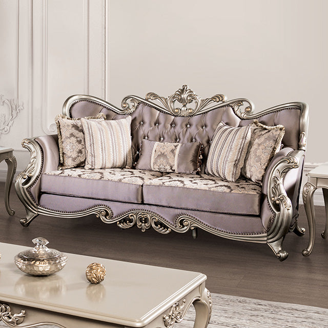 Furniture Of America Albacete Sofa FM65006PR-SF Champagne/Purple Traditional - sofafair.com