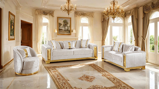 Furniture Of America Valdosta Sofa FM67001BG-SF Beige/Gold Glam - sofafair.com