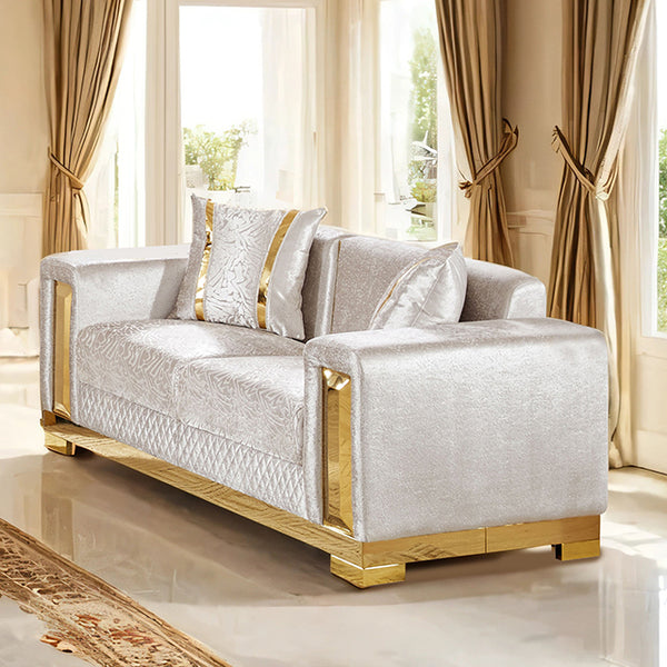 Furniture Of America Valdosta Loveseat FM67001BG-LV Beige/Gold Glam - sofafair.com