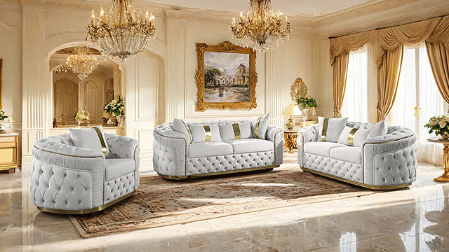 Furniture Of America Adelpha Sofa FM67002BG-SF Beige/Gold Glam - sofafair.com