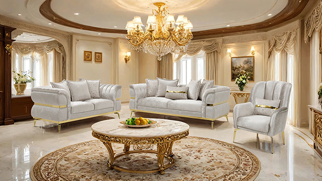 Furniture Of America Charlevoix Sofa FM67003BG-SF Beige/Gold Glam - sofafair.com