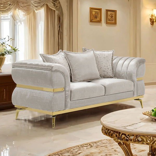 Furniture Of America Charlevoix Loveseat FM67003BG-LV Beige/Gold Glam - sofafair.com