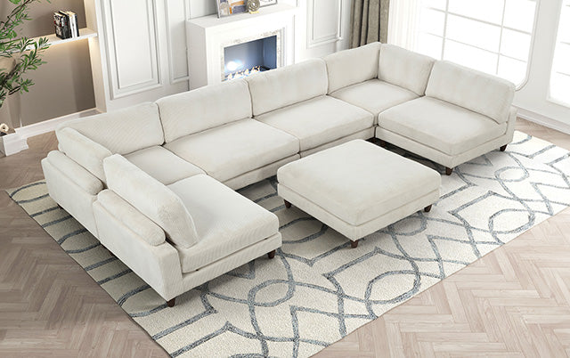 Furniture Of America Dagenham Sectional [ A ] FM6800BG-A Beige Contemporary - sofafair.com