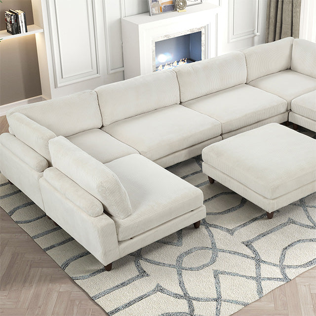 Furniture Of America Dagenham Sectional [ A ] FM6800BG-A Beige Contemporary - sofafair.com