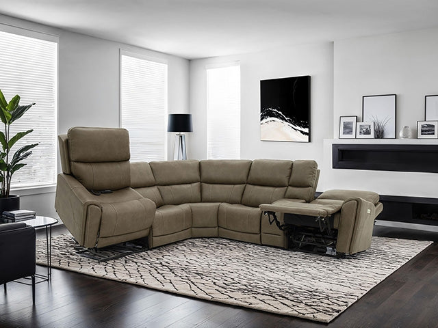 Furniture Of America Orpheus Power Sectional w/ Lift Chair FM68100BR-SECT-LC Brown Contemporary - sofafair.com