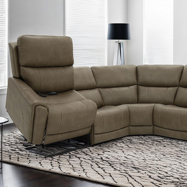 Furniture Of America Orpheus Power Sectional w/ Lift Chair FM68100BR-SECT-LC Brown Contemporary - sofafair.com