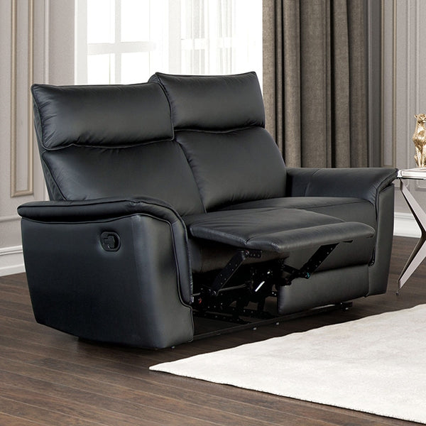 Furniture Of America Bienne Loveseat Manual Recliner FM69002BK-LV-M Black Transitional - sofafair.com