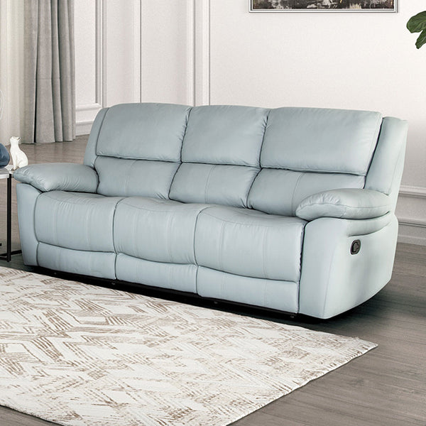 Furniture Of America Glarus Sofa Manual Recliner FM69003BL-SF-M Powder Blue Transitional - sofafair.com