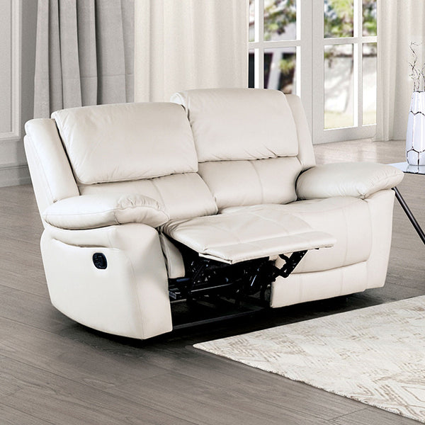 Furniture Of America Glarus Loveseat Manual Recliner FM69003WH-LV-M White Transitional - sofafair.com