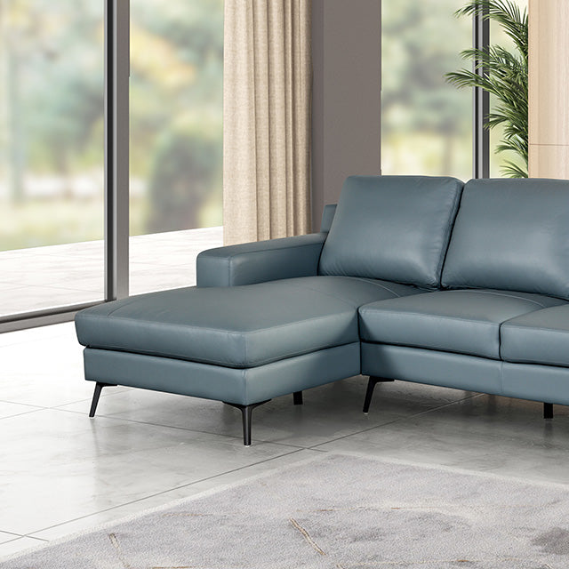 Furniture Of America Stordal Sectional, Left Chaise FM69004BL Blue Contemporary - sofafair.com