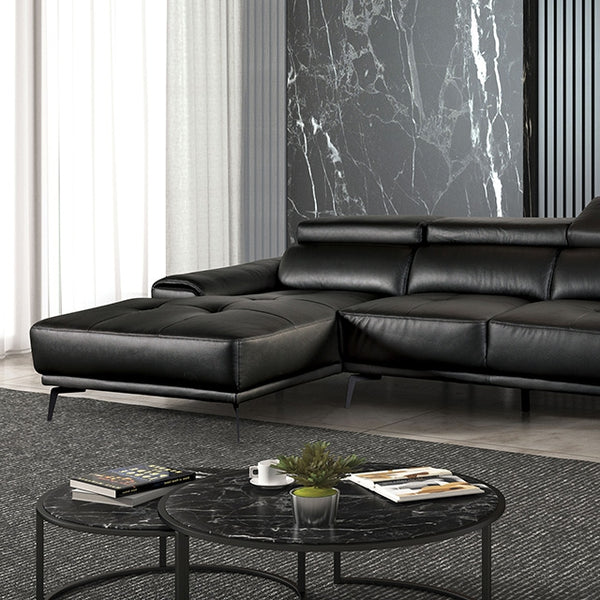 Furniture Of America Vadso Sectional, Left Chaise FM69005BK-L Black Contemporary - sofafair.com