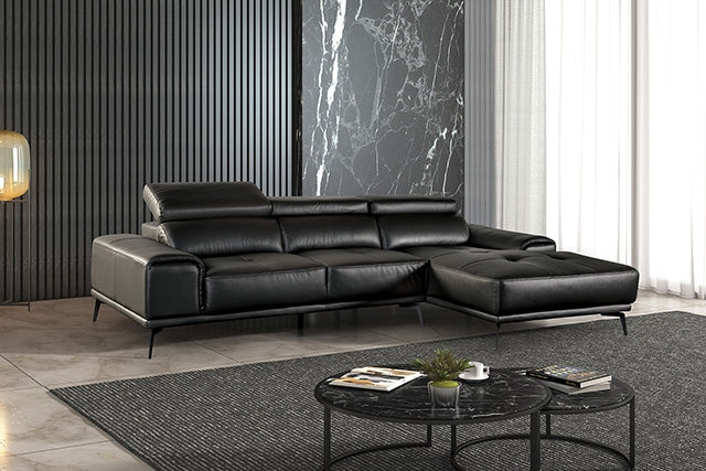 Furniture Of America Vadso Sectional, Right Chaise FM69005BK Black Contemporary - sofafair.com