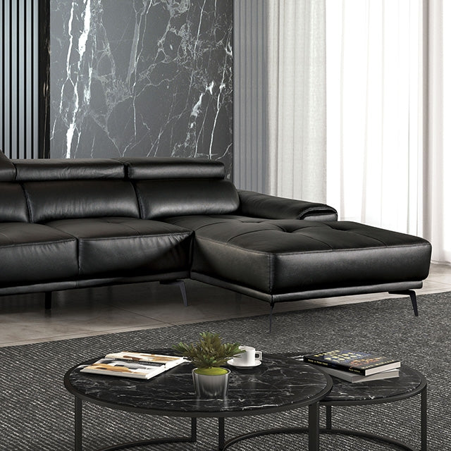 Furniture Of America Vadso Sectional, Right Chaise FM69005BK Black Contemporary - sofafair.com