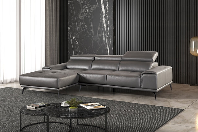 Furniture Of America Vadso Sectional, Left Chaise FM69005DG Dark Gray Contemporary - sofafair.com