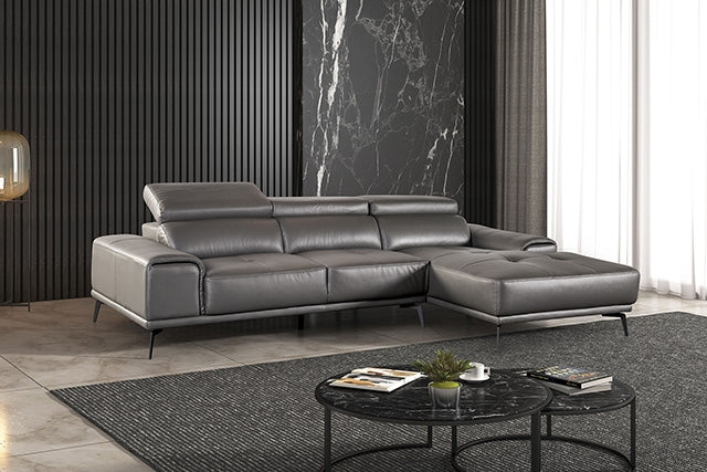 Furniture Of America Vadso Sectional, Left Chaise FM69005DG Dark Gray Contemporary - sofafair.com