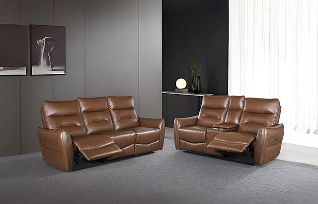 Furniture Of America Terentius Power Sofa FM69006BR-SF-PM Caramel Brown Contemporary - sofafair.com