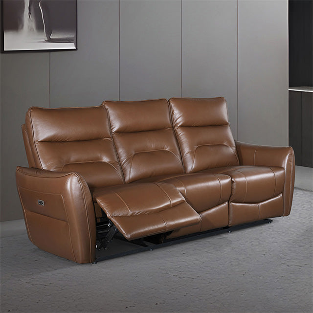 Furniture Of America Terentius Power Sofa FM69006BR-SF-PM Caramel Brown Contemporary - sofafair.com