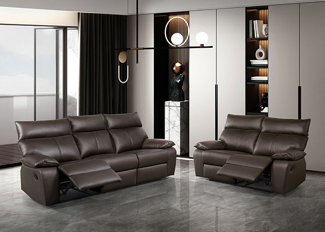 Furniture Of America Onoria Manual Recline Sofa FM69008BR-SF-M Brown Contemporary - sofafair.com