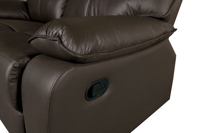 Furniture Of America Onoria Manual Recline Sofa FM69008BR-SF-M Brown Contemporary - sofafair.com