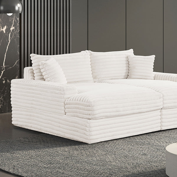 Furniture Of America Tavedestrand Double Chaise Sofa FM6900WH-PK White Contemporary - sofafair.com