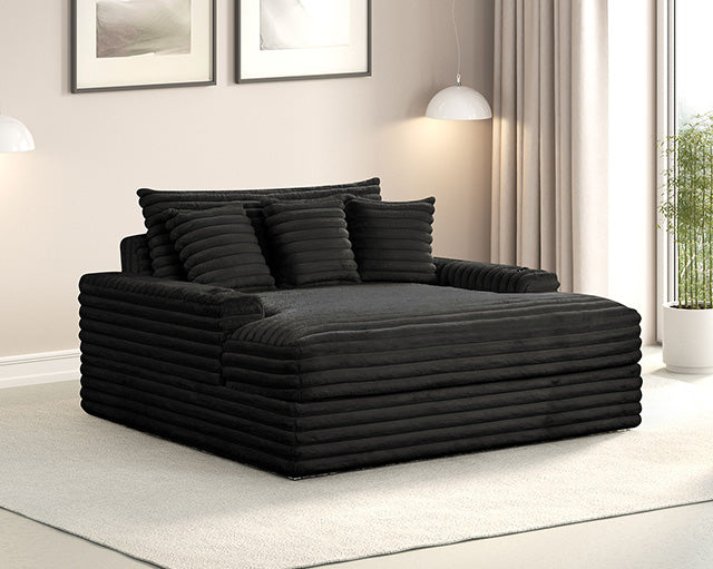 Furniture Of America Veyrier 2 Arm Chaise FM6901BK-CE Black Contemporary - sofafair.com