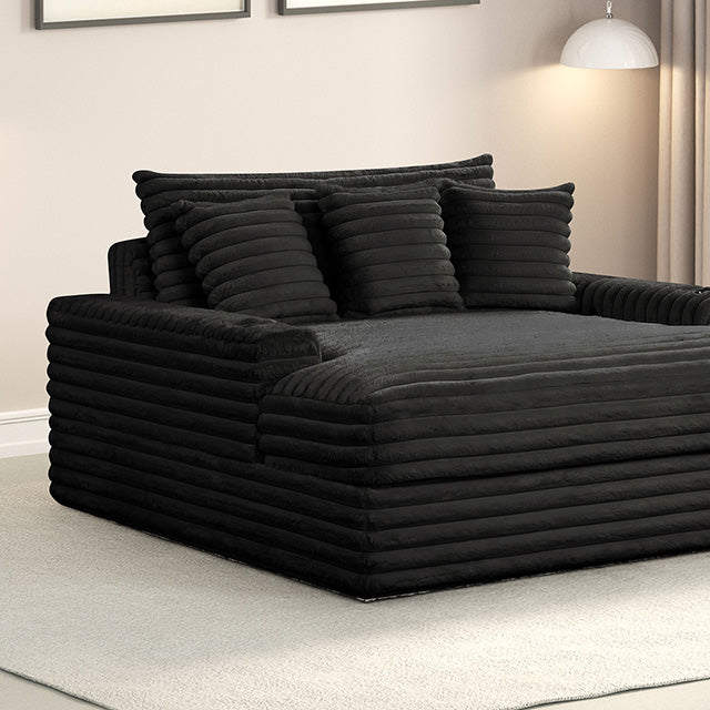 Furniture Of America Veyrier 2 Arm Chaise FM6901BK-CE Black Contemporary - sofafair.com