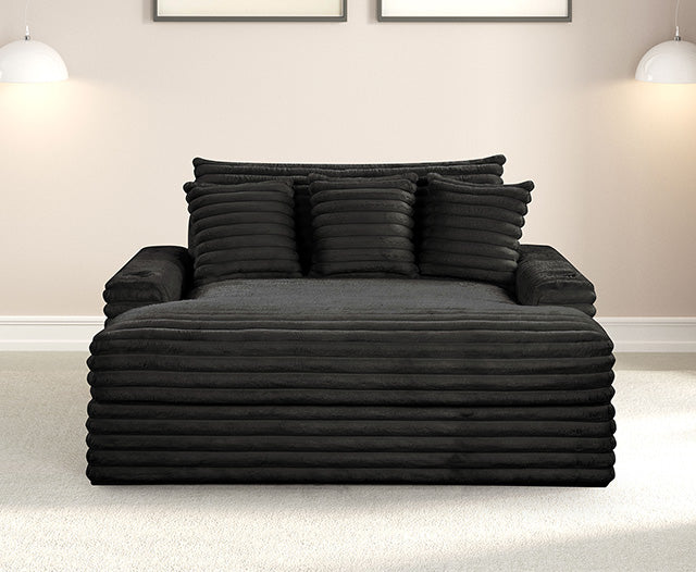 Furniture Of America Veyrier 2 Arm Chaise FM6901BK-CE Black Contemporary - sofafair.com