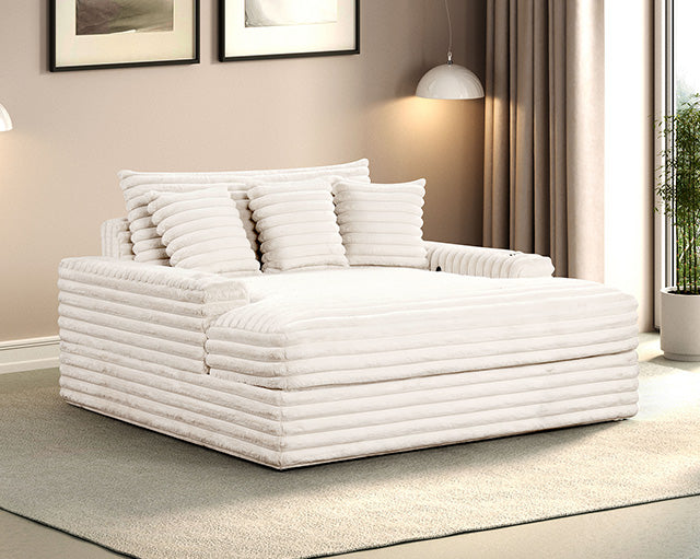 Furniture Of America Veyrier 2 Arm Chaise FM6901WH-CE White Contemporary - sofafair.com
