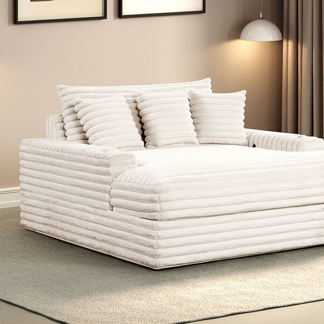 Furniture Of America Veyrier 2 Arm Chaise FM6901WH-CE White Contemporary - sofafair.com