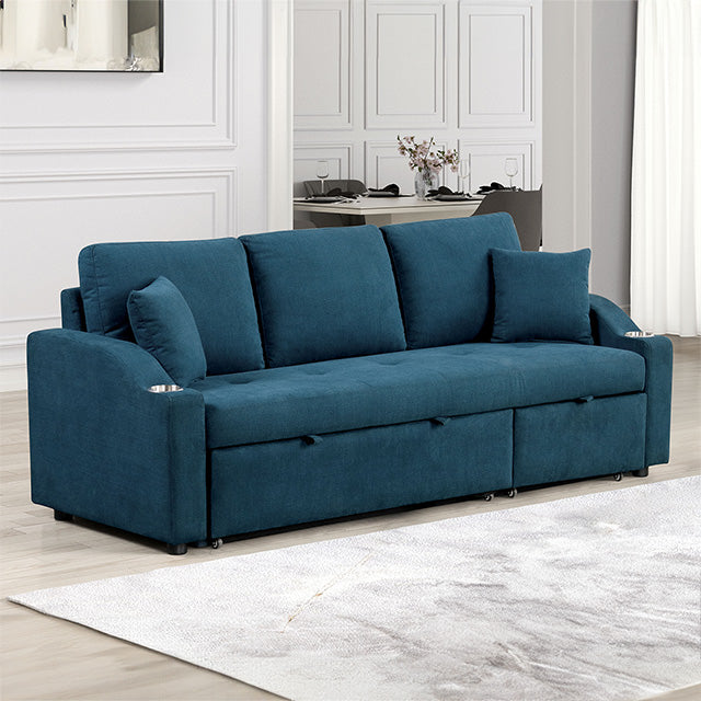 Furniture Of America Royden Sleeper Sofa FM6963BL-PK Blue Contemporary - sofafair.com