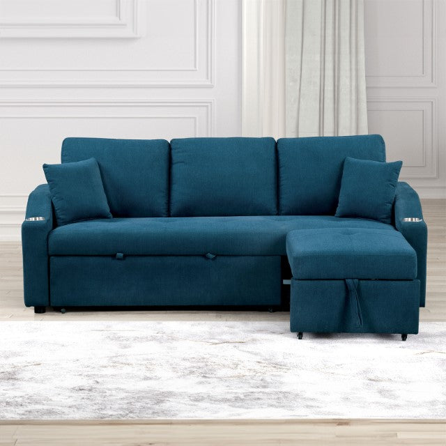 Furniture Of America Royden Sleeper Sofa FM6963BL-PK Blue Contemporary - sofafair.com