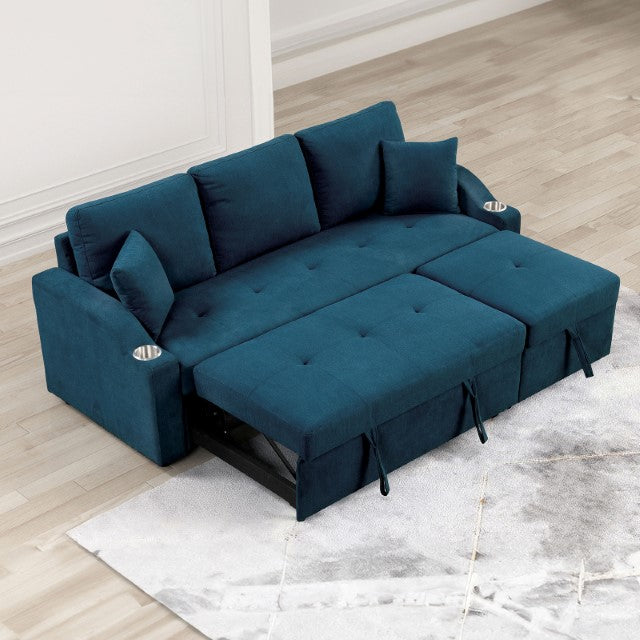 Furniture Of America Royden Sleeper Sofa FM6963BL-PK Blue Contemporary - sofafair.com