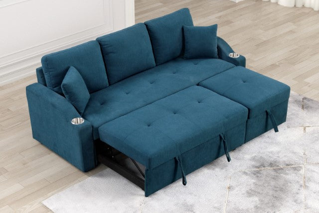 Furniture Of America Royden Sleeper Sofa FM6963BL-PK Blue Contemporary - sofafair.com