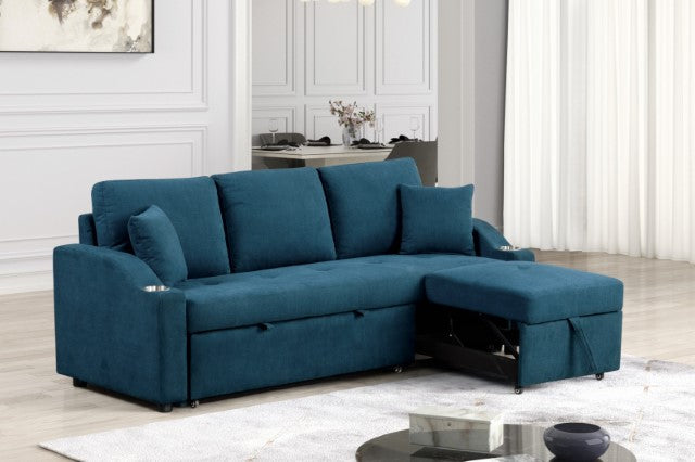 Furniture Of America Royden Sleeper Sofa FM6963BL-PK Blue Contemporary - sofafair.com