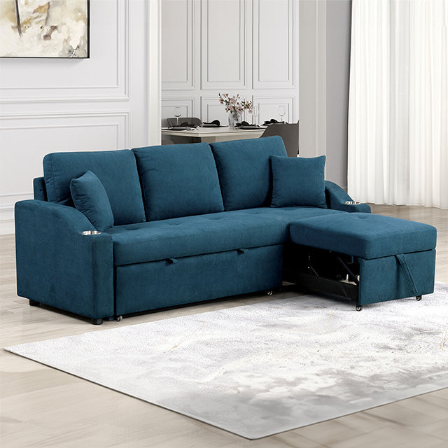 Furniture Of America Royden Sleeper Sofa FM6963BL-PK Blue Contemporary - sofafair.com