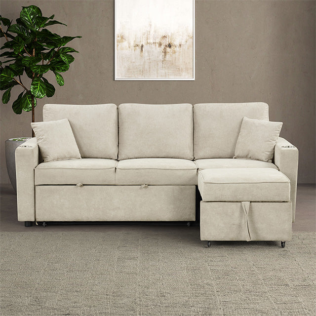 Furniture Of America Kendal Sleeper Sofa Sectional FM6965BG-SF-PK Beige Contemporary - sofafair.com