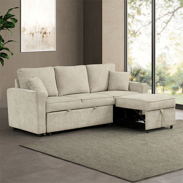 Furniture Of America Kendal Sleeper Sofa Sectional FM6965BG-SF-PK Beige Contemporary - sofafair.com