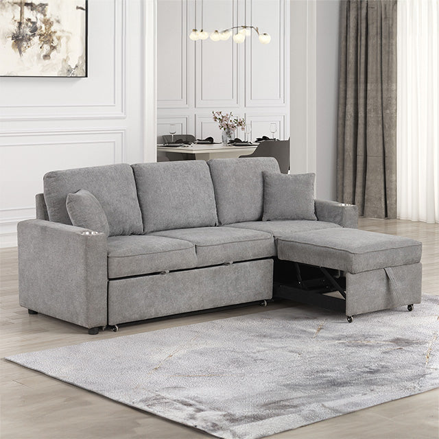 Furniture Of America Kendal Sleeper Sofa Sectional FM6965GY-SF-PK Gray Contemporary - sofafair.com